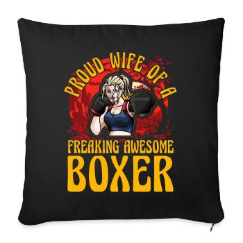 Fière épouse d’un boxeur génial - Housse de coussin décorative 45 x 45 cm - noir - Devant