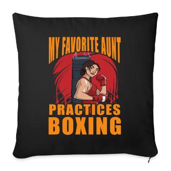 MY favorite Aunt practices Boxing - Sofa pillowcase 17,3'' x 17,3'' (45 x 45 cm) - black - Front
