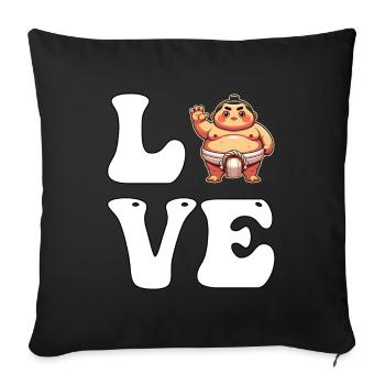 Amour sumo - Housse de coussin décorative 45 x 45 cm - noir - Devant