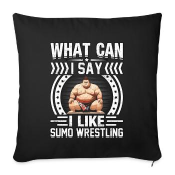 Que puis-je dire que j’aime la lutte de sumo - Housse de coussin décorative 45 x 45 cm - noir - Devant