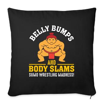 Bosses au ventre et coups de corps : la folie de la lutte sumo - Housse de coussin décorative 45 x 45 cm - noir - Devant