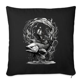 PÊCHE, PÊCHEUR, PÊCHEUR, PÊCHEUR - Housse de coussin décorative 45 x 45 cm - noir - Devant