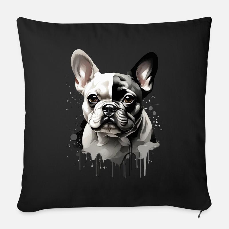 CHIEN BOULEDOGUE FRANÇAIS - Housse de coussin décorative 45 x 45 cm - noir