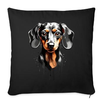 DOG SHORTHAIR DACHSHUND CUTE DACHSHUND - Sofa pillowcase 17,3'' x 17,3'' (45 x 45 cm) - black - Front