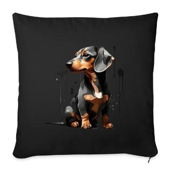 DOG SHORTHAIR DACHSHUND DACHSHUND - Sofa pillowcase 17,3'' x 17,3'' (45 x 45 cm) - black - Front