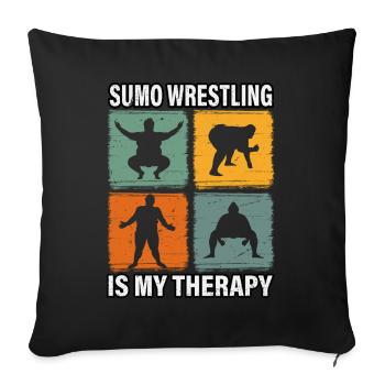 Sumo Wrestling is my Therapy - Sofa pillowcase 17,3'' x 17,3'' (45 x 45 cm) - black - Front