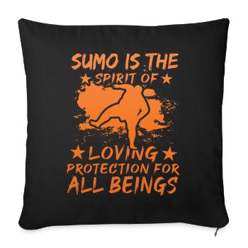 Le sumo est la protection de l’amour de l’ pour tout être - Housse de coussin décorative 45 x 45 cm - noir - Devant