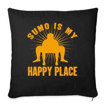 Sumo is my Happy Place - Sofa pillowcase 17,3'' x 17,3'' (45 x 45 cm) - black - Front