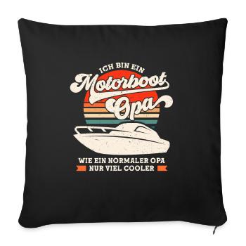 Bateau à moteur Grand-père Capitaine Gadget Maître d’équipage - Housse de coussin décorative 45 x 45 cm - noir - Devant
