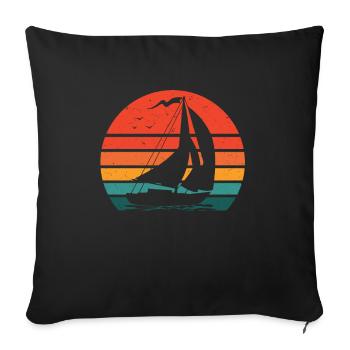 Voilier rétro marin voilier grand-père papa - Housse de coussin décorative 45 x 45 cm - noir - Devant