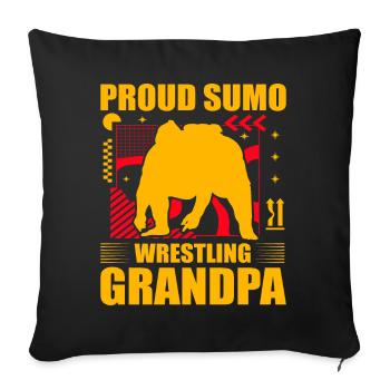 Fier grand-père lutteur de sumo - Housse de coussin décorative 45 x 45 cm - noir - Devant