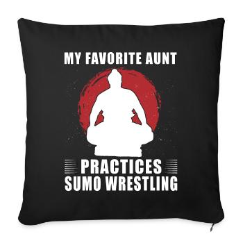 Ma tante préférée pratique la lutte de sumo - Housse de coussin décorative 45 x 45 cm - noir - Devant