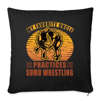 Mon oncle préféré pratique la lutte sumo - Housse de coussin décorative 45 x 45 cm - noir - Devant