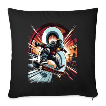 Skateboard Skater Design pour les garçons de 8 ans - Housse de coussin décorative 45 x 45 cm - noir - Devant