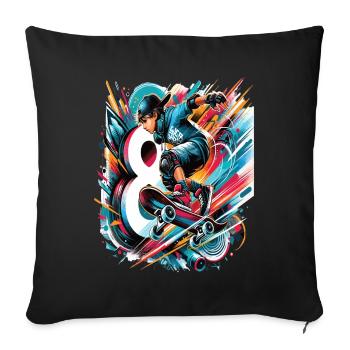 Skateboard Skater Design pour les garçons de 8 ans - Housse de coussin décorative 45 x 45 cm - noir - Devant