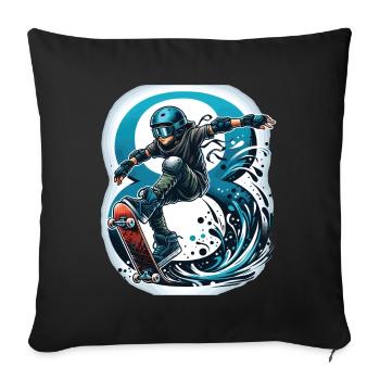 Skateboard Skater Design pour les garçons de 8 ans - Housse de coussin décorative 45 x 45 cm - noir - Devant