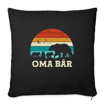Grand-mère Ours Cadeau Trois Enfants Fête des Mères Grand-mère Ours - Housse de coussin décorative 45 x 45 cm - noir - Devant