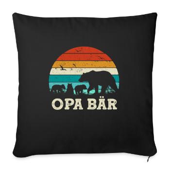 Cadeau de grand-père ours Trois enfants Fête des pères Grand-père ours - Housse de coussin décorative 45 x 45 cm - noir - Devant