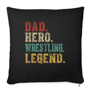Papa Héros Lutteur Légende - Housse de coussin décorative 45 x 45 cm - noir - Devant