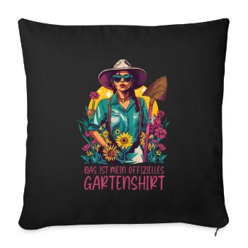Chemise de jardin officielle Fête des mères Maman jardinière - Housse de coussin décorative 45 x 45 cm - noir - Devant