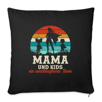 Fête des mères de l’équipe Super Maman et enfants - Housse de coussin décorative 45 x 45 cm - noir - Devant