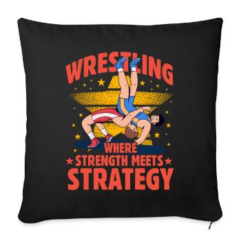 Wrestling where strength meets Strategy - Sofa pillowcase 17,3'' x 17,3'' (45 x 45 cm) - black - Front