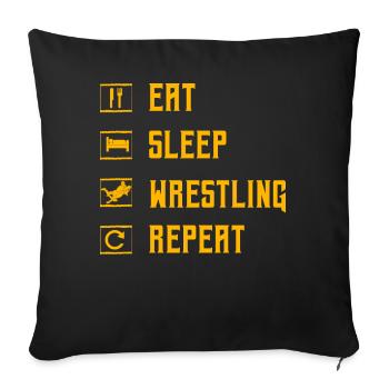 Manger dormir lutter Répéter - Housse de coussin décorative 45 x 45 cm - noir - Devant