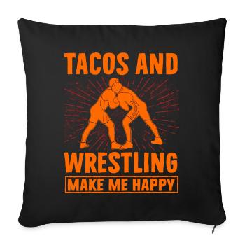 Les tacos et la lutte me rendent heureux - Housse de coussin décorative 45 x 45 cm - noir - Devant