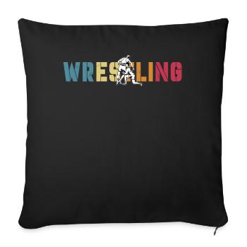 Wrestling - Sofa pillowcase 17,3'' x 17,3'' (45 x 45 cm) - black - Front