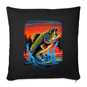 Poisson bar - Housse de coussin décorative 45 x 45 cm - noir - Devant