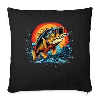 Poisson bar - Housse de coussin décorative 45 x 45 cm - noir - Devant