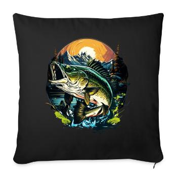 Poisson bar - Housse de coussin décorative 45 x 45 cm - noir - Devant