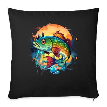 Poisson bar - Housse de coussin décorative 45 x 45 cm - noir - Devant