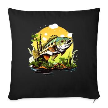 Poisson bar - Housse de coussin décorative 45 x 45 cm - noir - Devant