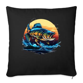 Poisson bar - Housse de coussin décorative 45 x 45 cm - noir - Devant