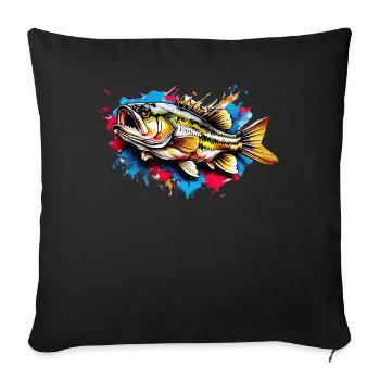 Poisson bar - Housse de coussin décorative 45 x 45 cm - noir - Devant
