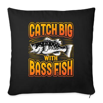 Fangen Sie groß mit Barschfischen - Sofakissenbezug 45 x 45 cm - Schwarz - Vorne