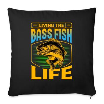 Vivre la vie des poissons bar - Housse de coussin décorative 45 x 45 cm - noir - Devant