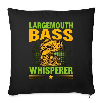 Achigan à grande bouche chuchotant - Housse de coussin décorative 45 x 45 cm - noir - Devant