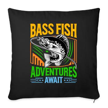 Es erwarten Sie Bassfisch-Abenteuer - Sofakissenbezug 45 x 45 cm - Schwarz - Vorne