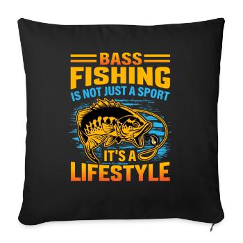 La pêche à l’achigan n’est pas seulement un sport, c’est un mode de vie - Housse de coussin décorative 45 x 45 cm - noir - Devant