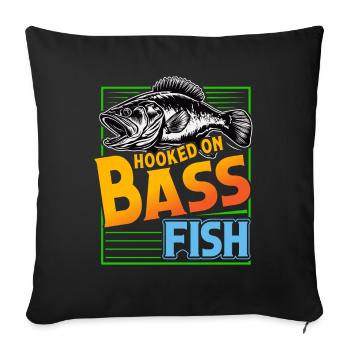 Süchtig nach Barschfischen - Sofakissenbezug 45 x 45 cm - Schwarz - Vorne
