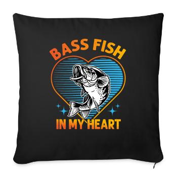 Barschfisch in meinem Herzen - Sofakissenbezug 45 x 45 cm - Schwarz - Vorne