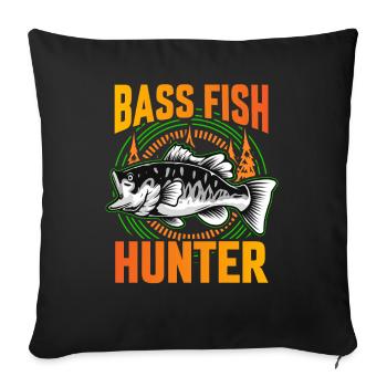 Chasseur de poissons d’achigan - Housse de coussin décorative 45 x 45 cm - noir - Devant