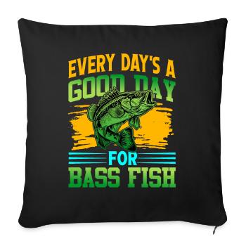 Jeder Tag ist ein guter Tag für Barschfische - Sofakissenbezug 45 x 45 cm - Schwarz - Vorne