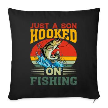 Juste un fils accro à la pêche - Housse de coussin décorative 45 x 45 cm - noir - Devant