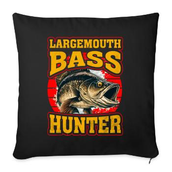 Chasseur d’achigan à grande bouche - Housse de coussin décorative 45 x 45 cm - noir - Devant