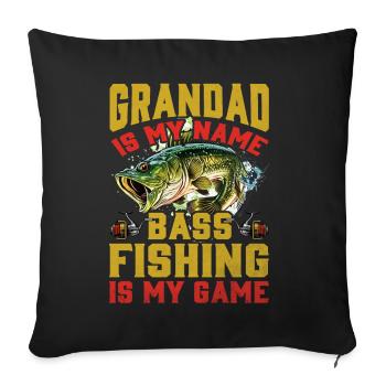 Grand-père est mon nom, la pêche au bar est mon jeu - Housse de coussin décorative 45 x 45 cm - noir - Devant