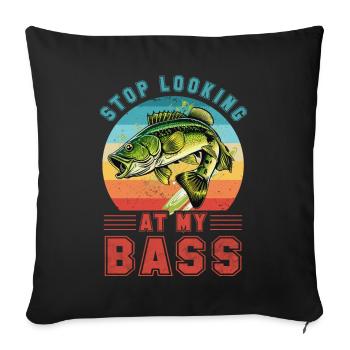 Arrêtez de regarder ma basse - Housse de coussin décorative 45 x 45 cm - noir - Devant