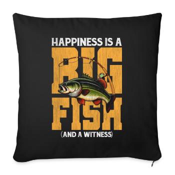 Le bonheur est un gros poisson et un témoin - Housse de coussin décorative 45 x 45 cm - noir - Devant